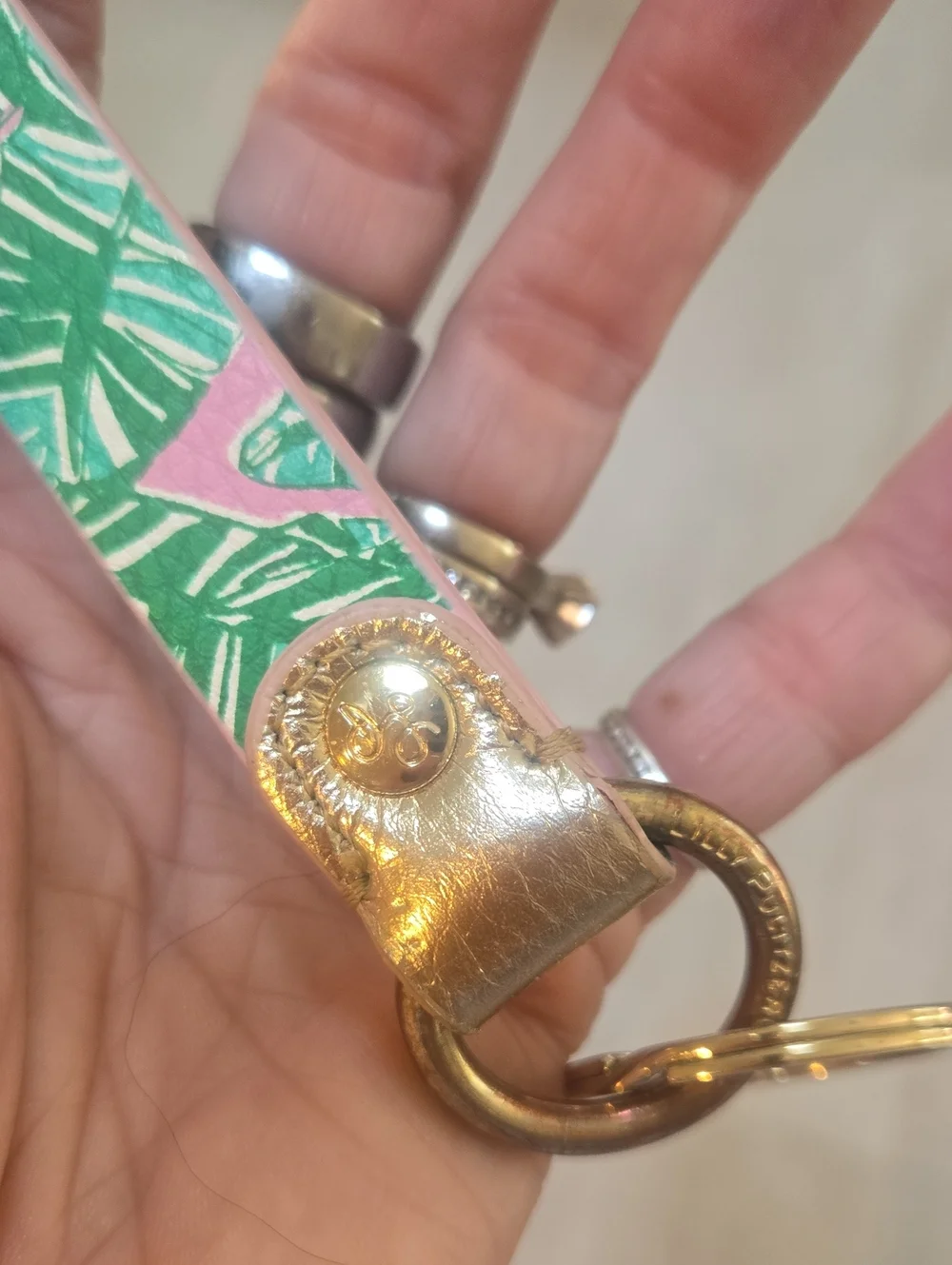 Lilly Pulitzer Green/Pink Design  Strap Wrist Keychain